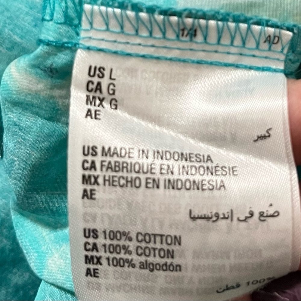 INC International Concepts Teal Tie Dye Maxi Dress L Boho Resort 100% Cotton - Picture 6 of 12